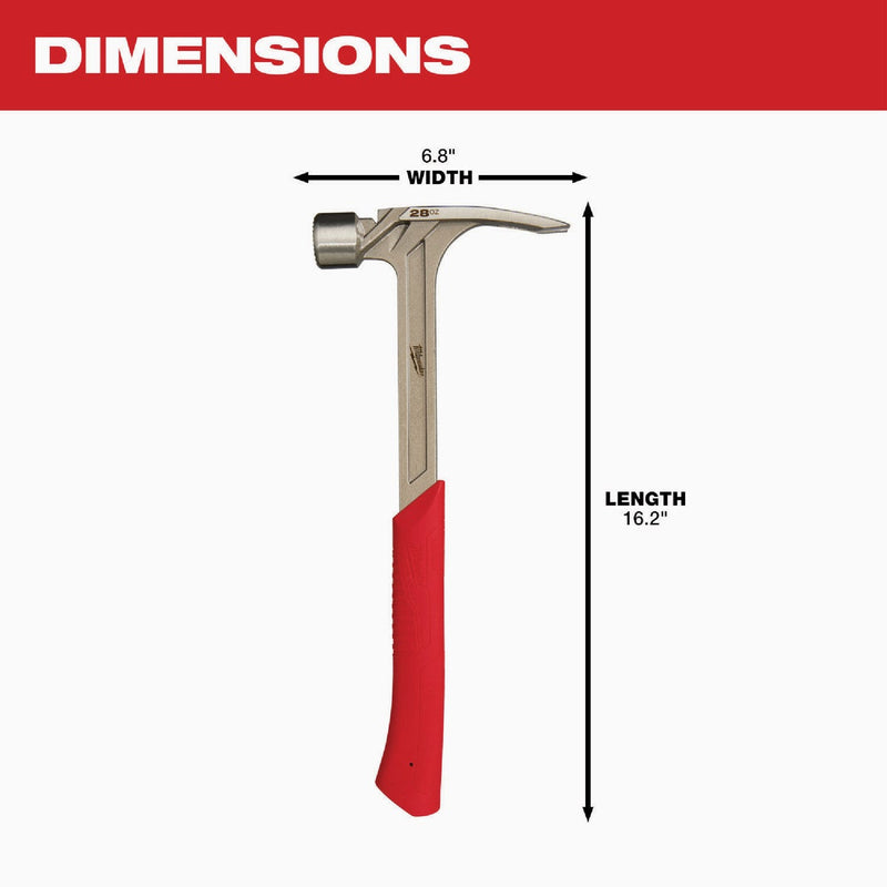 Milwaukee 28 Oz. Milled-Face Framing Hammer with Steel I-Beam Handle