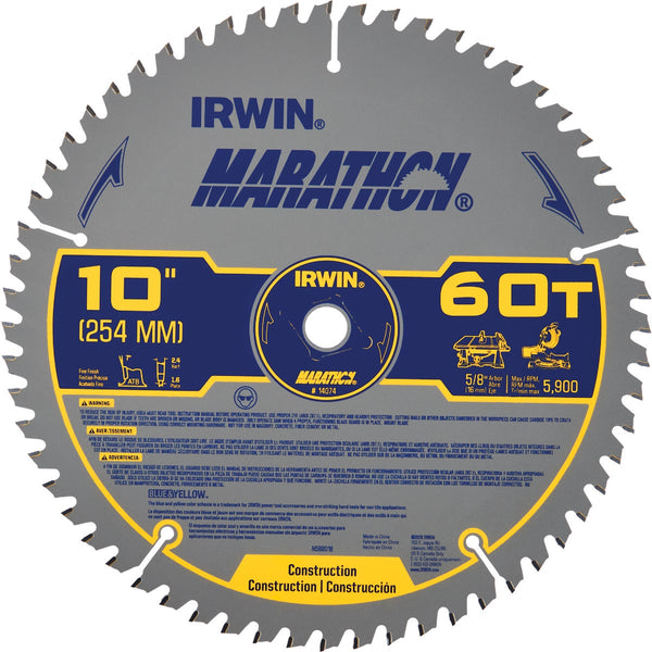 Irwin Marathon 10 In. 60-Tooth Trim/Finish Circular Saw Blade