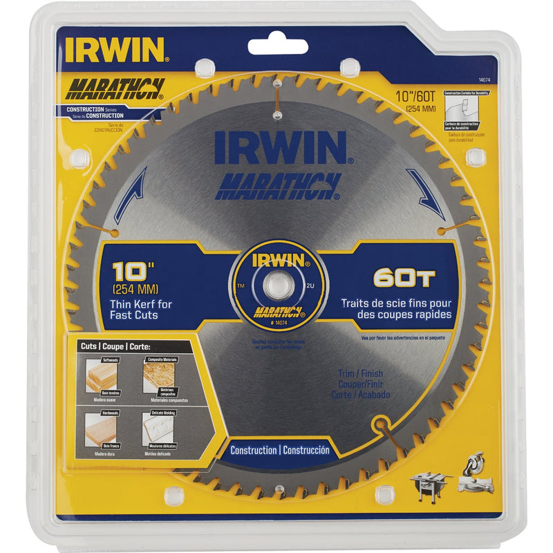 Irwin Marathon 10 In. 60-Tooth Trim/Finish Circular Saw Blade