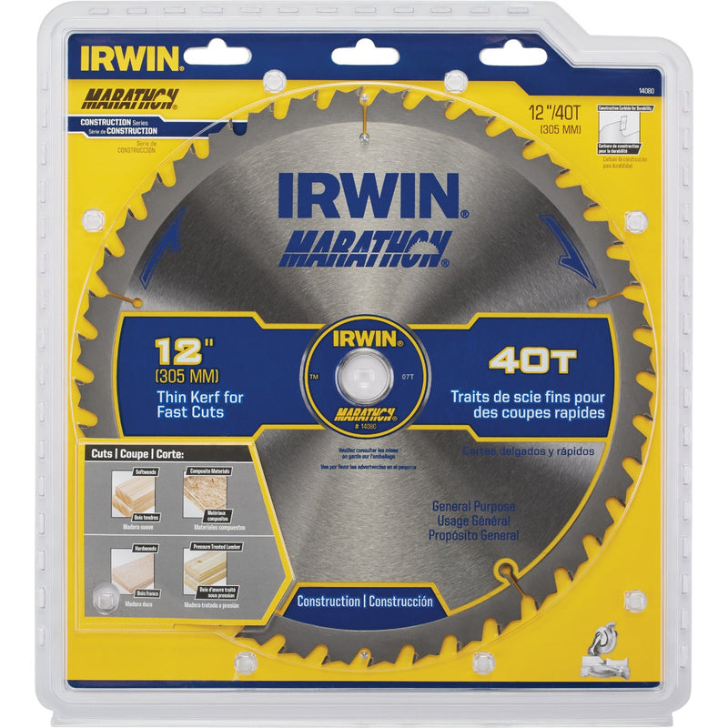 Irwin Marathon 12 In. 40-Tooth General Purpose Circular Saw Blade