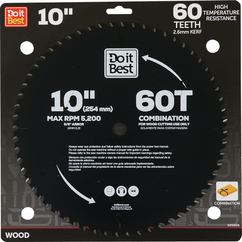 Do it Best Professional 10 In. 60-Tooth Fine Crosscut/Plywood Circular Saw Blade