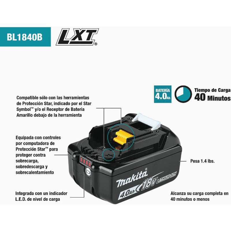 Makita 18 Volt LXT Lithium-Ion 4.0 Ah Tool Battery/Charger Starter Kit