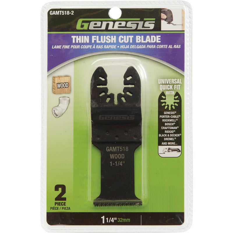 Genesis 1-3/16 In. HCS Thin Flush Cut Oscillating Blade (2-Pack)