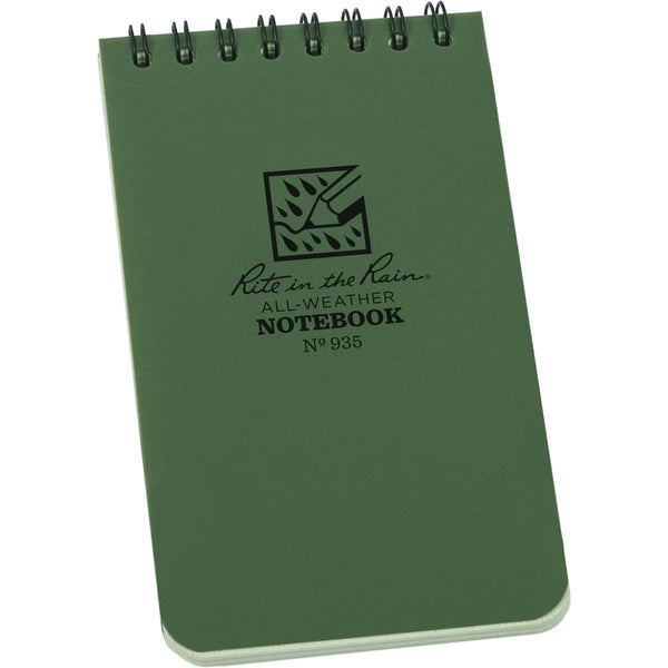 Rite in the Rain All-Weather 3 In. W x 5 In. H 50-Sheet Top-Spiral Bound Notebook, Green