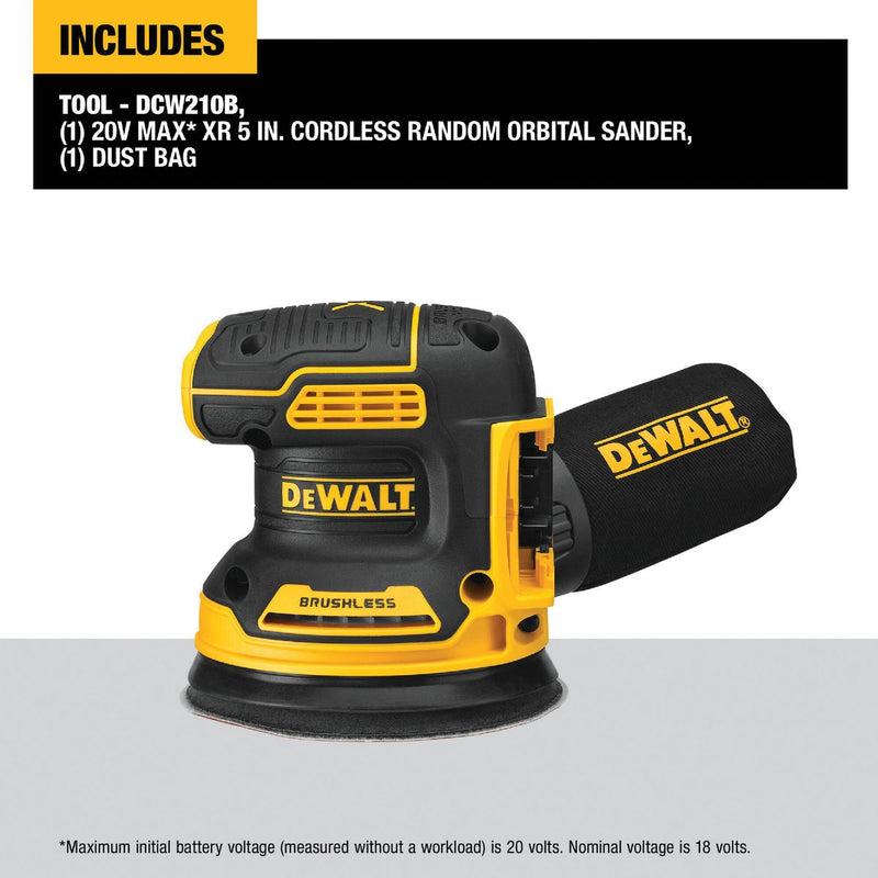 DEWALT 20V MAX XR Brushless 5 In. Random Orbit Cordless Sander (Tool Only)