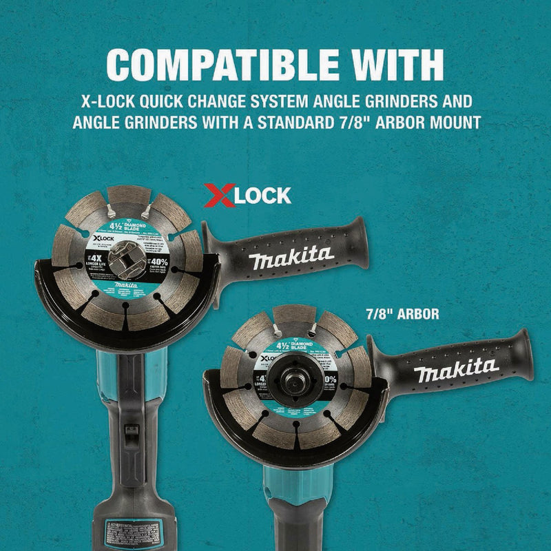 Makita X-LOCK 4-1/2 In. Turbo Rim Dry/Wet Cut Diamond Blade