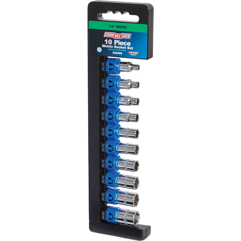 Channellock Metric 1/4 In. Drive 6-Point Shallow Socket Set (10-Piece)