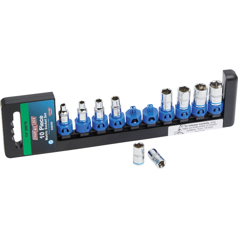 Channellock Metric 1/4 In. Drive 6-Point Shallow Socket Set (10-Piece)