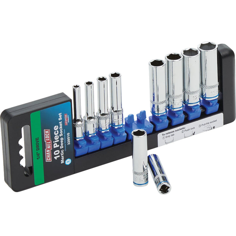 Channellock Metric 1/4 In. Drive 6-Point Deep Socket Set (10-Piece)