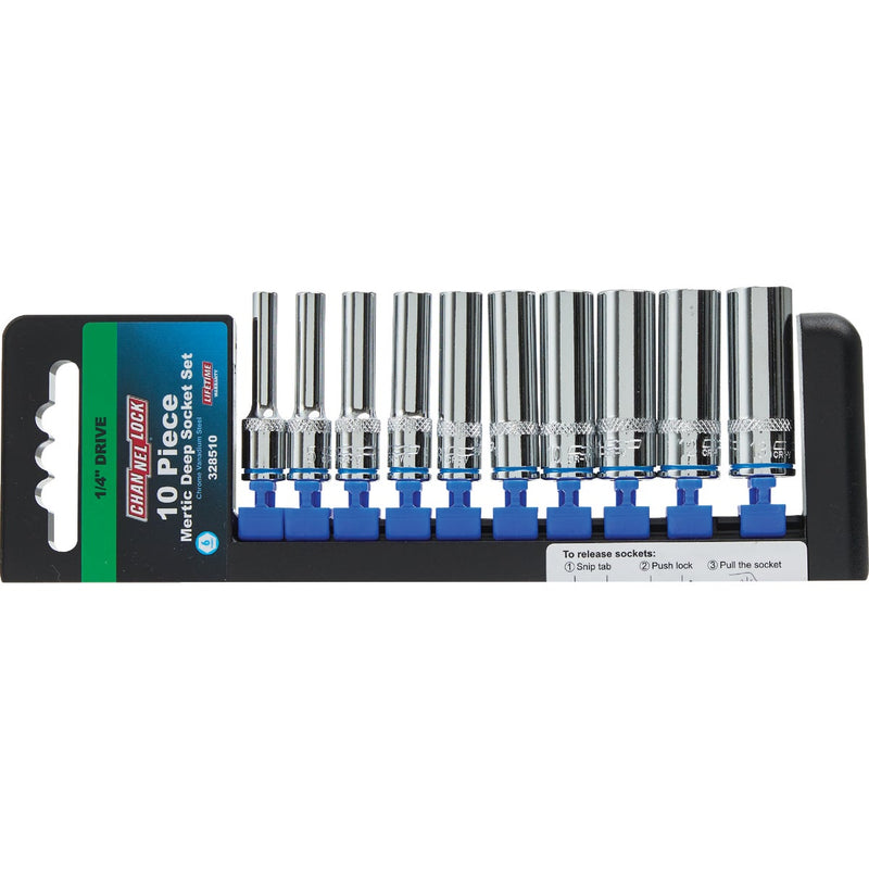 Channellock Metric 1/4 In. Drive 6-Point Deep Socket Set (10-Piece)