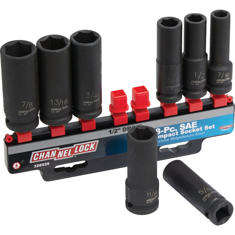 Channellock Standard 1/2 In. Drive 6-Point Deep Impact Driver Set (8-Piece)