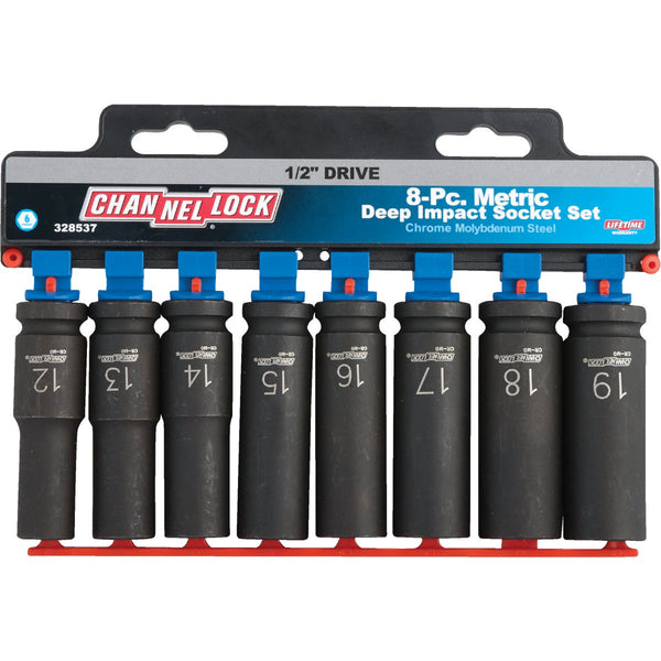 Channellock Metric 1/2 In. Drive 6-Point Deep Impact Driver Set (8-Piece)