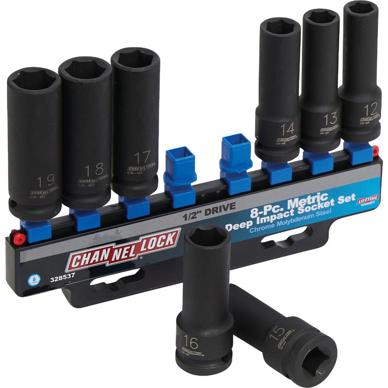 Channellock Metric 1/2 In. Drive 6-Point Deep Impact Driver Set (8-Piece)