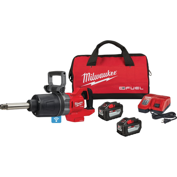 Milwaukee M18 FUEL One-Key Brushless 1 In. D-Handle Extended Anvil High Torque Cordless Impact Wrench Kit with (2) 12.0 Ah Batteries & Charger