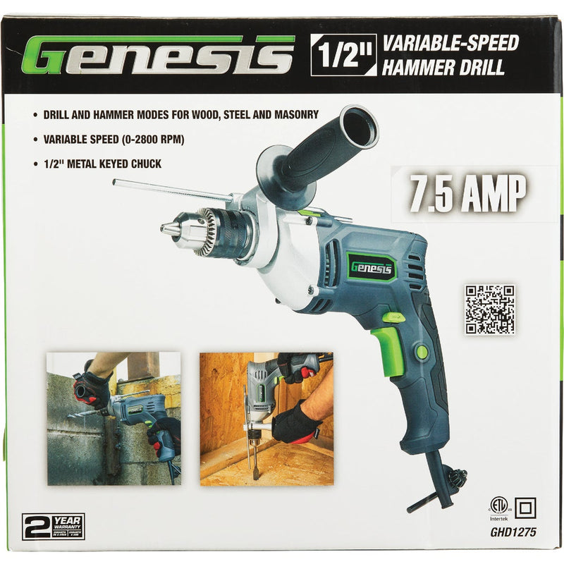 Genesis 7.5A 1/2 In. VSR Electric Hammer Drill