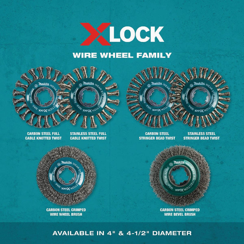 Makita X-LOCK 4-1/2 In. Stringer Bead Twist Stainless Steel Angle Grinder Wire Wheel