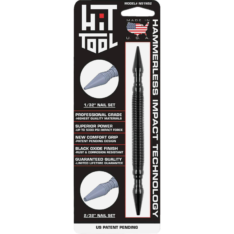 HIT Tool 1/32 In. & 2/32 In. HSS Steel Hammerless Spring Loaded Nail Set