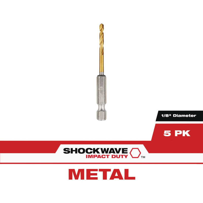 Milwaukee SHOCKWAVE RED HELIX Impact Duty 1/8 In. Titanium Hex Shank Drill Bit (5-Pack)