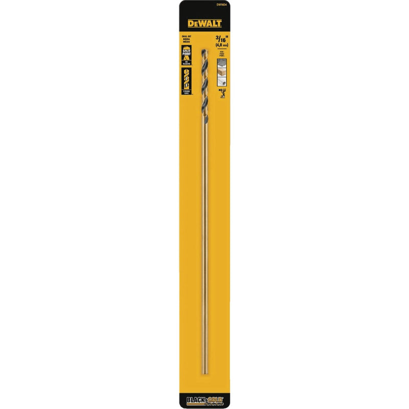 DeWalt 3/16 In. x 12 In. Black & Gold Oxide Drill Bit