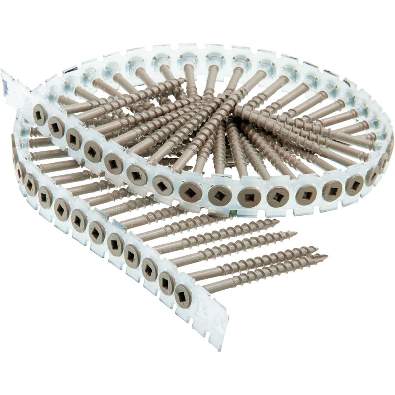 Senco DuraSpin #8 x 3 In. Square Drive Flat Collated Deck Screw, Exterior/Tan Finish (800 Ct.)