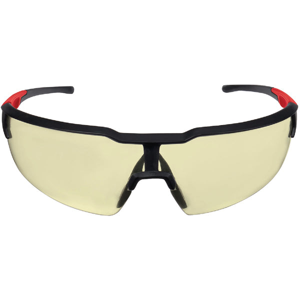 Milwaukee Red & Black Frame Safety Glasses with Yellow Fog-Free Lenses