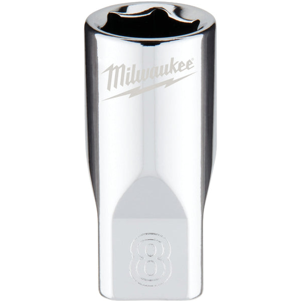 Milwaukee 1/4 In. Drive 8 mm 6-Point Shallow Metric Socket with FOUR FLAT Sides