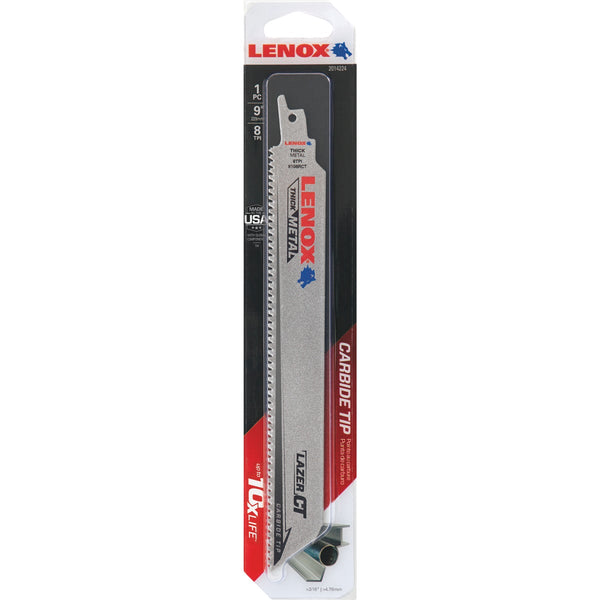 Lenox Lazer CT 9 In. 8 TPI Thick Metal/Cast Iron/Stainless Reciprocating Saw Blade
