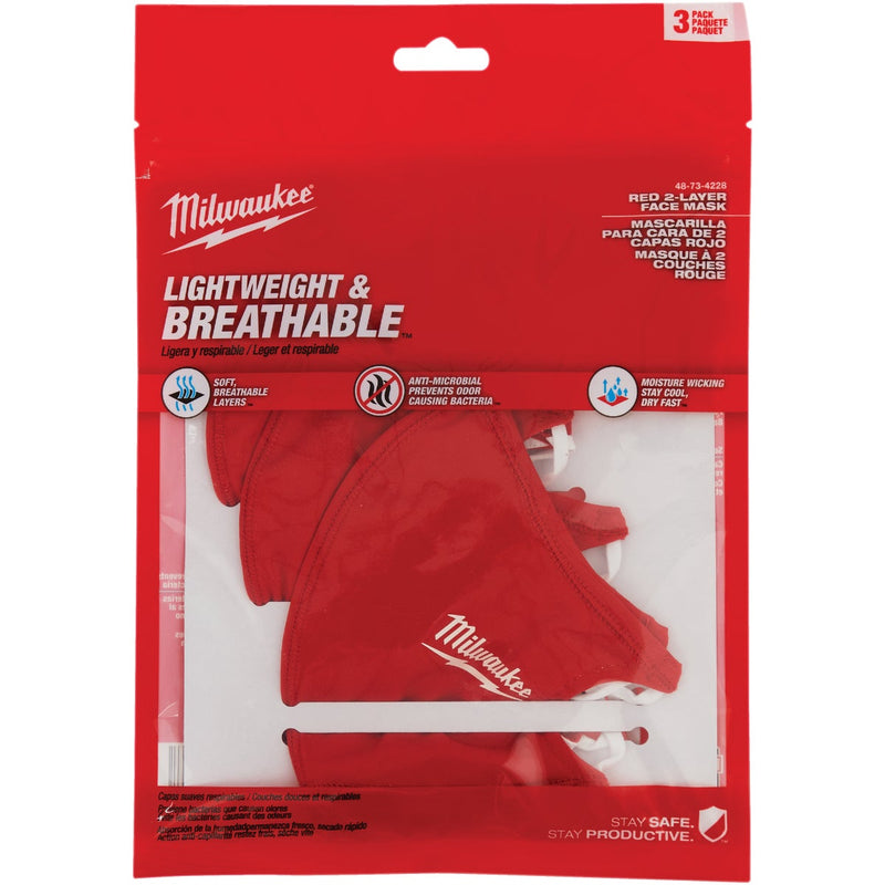 Milwaukee Red 2-Layer Washable Dust & Face Mask (3-Pack)