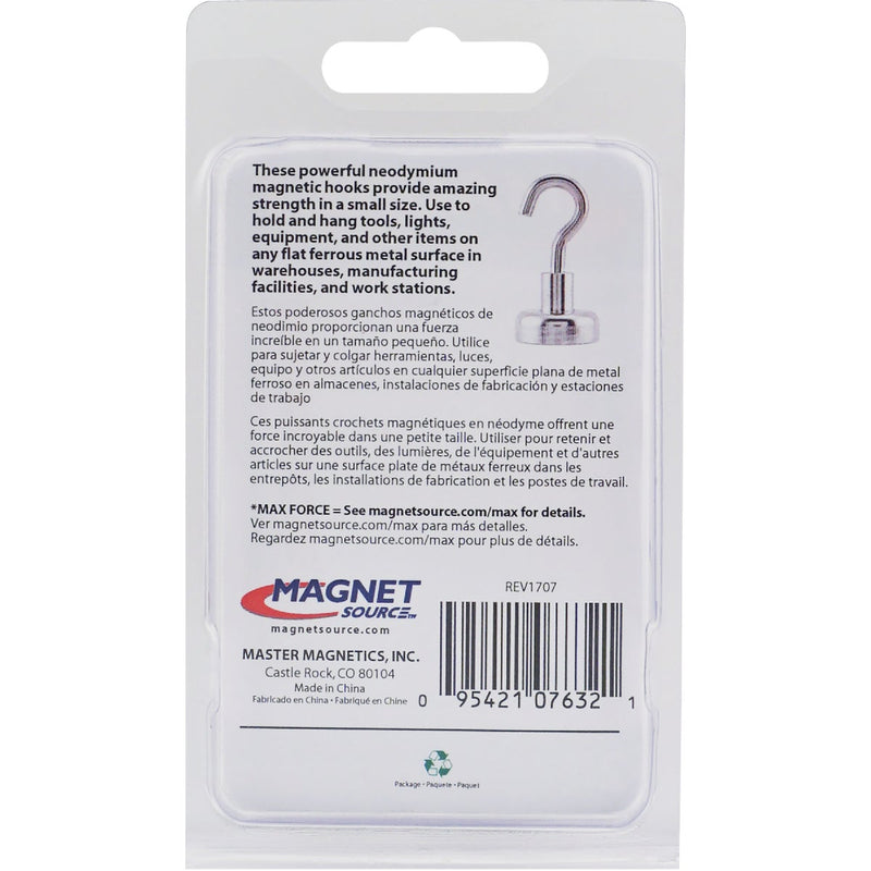 MagnetSource Grade 42 Neodymium 28 Lb. Capacity Magnet Hook (2-Pack)