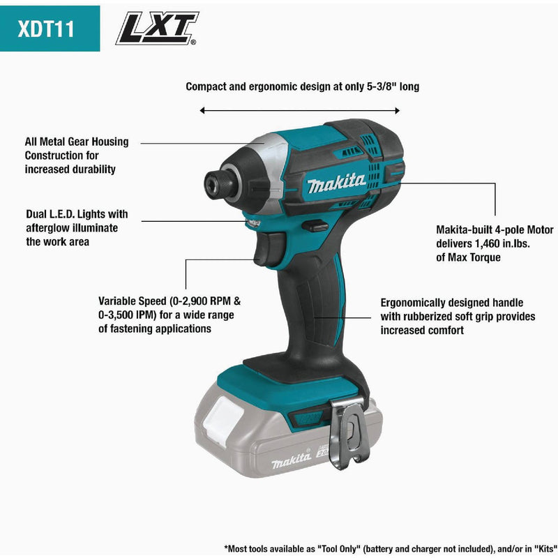 Makita 18-Volt LXT Lithium-Ion 1/4 In. Hex Cordless Impact Driver (Tool Only)