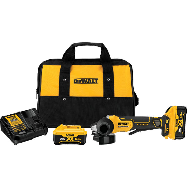 DEWALT 20V MAX XR 4-1/2 In. Brushless Small Cordless Angle Grinder Kit with Paddle Switch & (2) 6.0 Ah Batteries & Charger