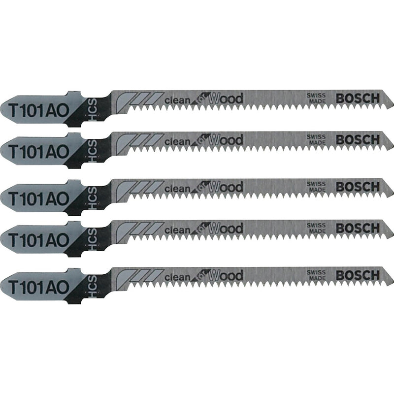 Bosch T-Shank 3-1/4 In. x 20 TPI High Carbon Steel Jig Saw Blade, Clean for Wood (5-Pack)