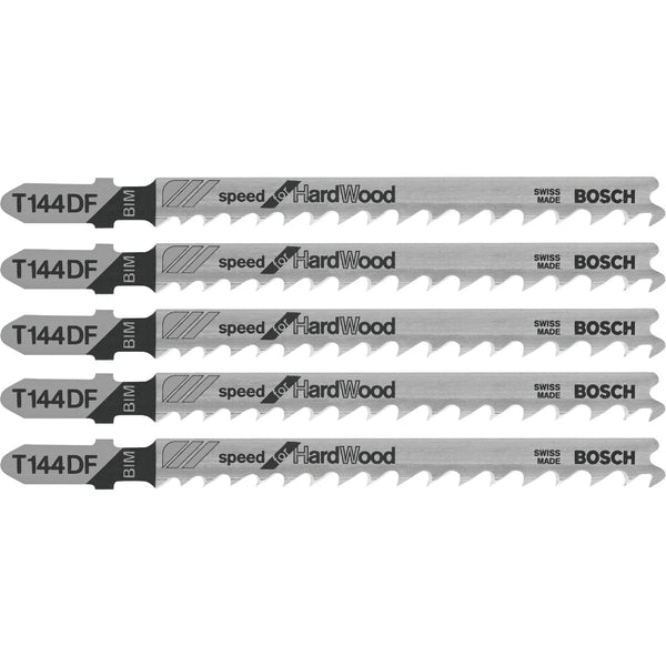 Bosch T-Shank 4 In. x 6 TPI High Carbon Steel Jig Saw Blade, Speed for Wood (5-Pack)