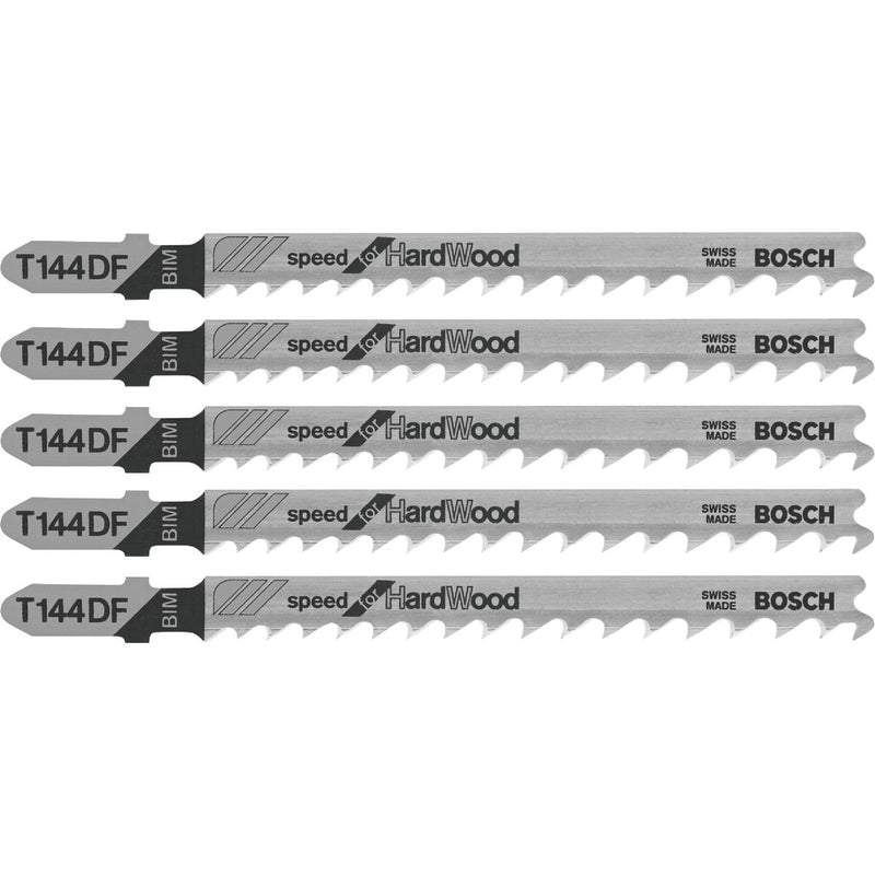Bosch T-Shank 4 In. x 6 TPI High Carbon Steel Jig Saw Blade, Speed for Wood (5-Pack)