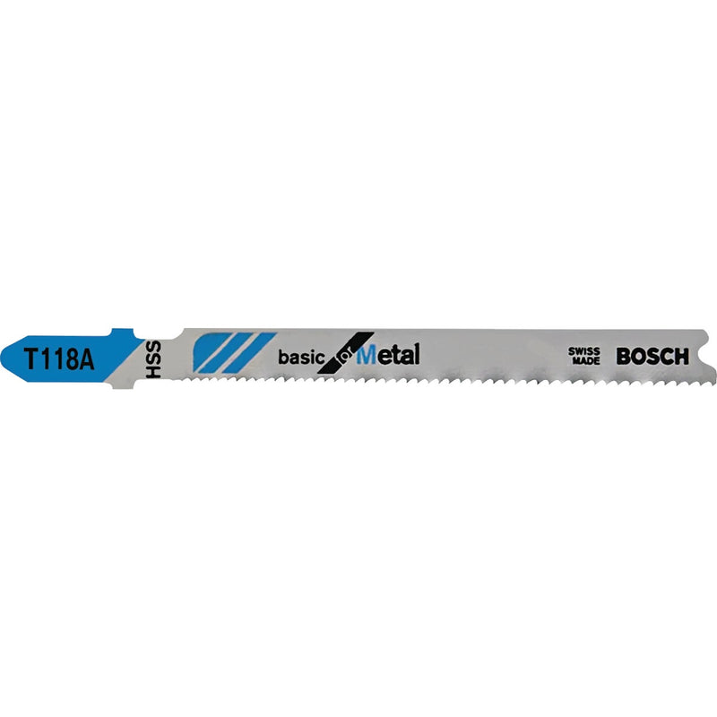 Bosch T-Shank 3-5/8 In. x 24 TPI High Carbon Steel Jig Saw Blade, Basic for Metal (5-Pack)