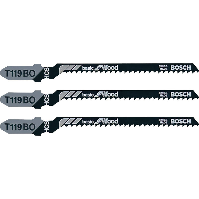Bosch T-Shank 3-1/4 In. x 12 TPI High Carbon Steel Jig Saw Blade, Basic for Wood (5-Pack)