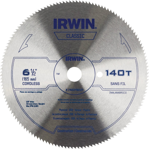 Irwin Steel 6-1/2 In. 140-Tooth Ripping/Crosscutting Circular Saw Blade