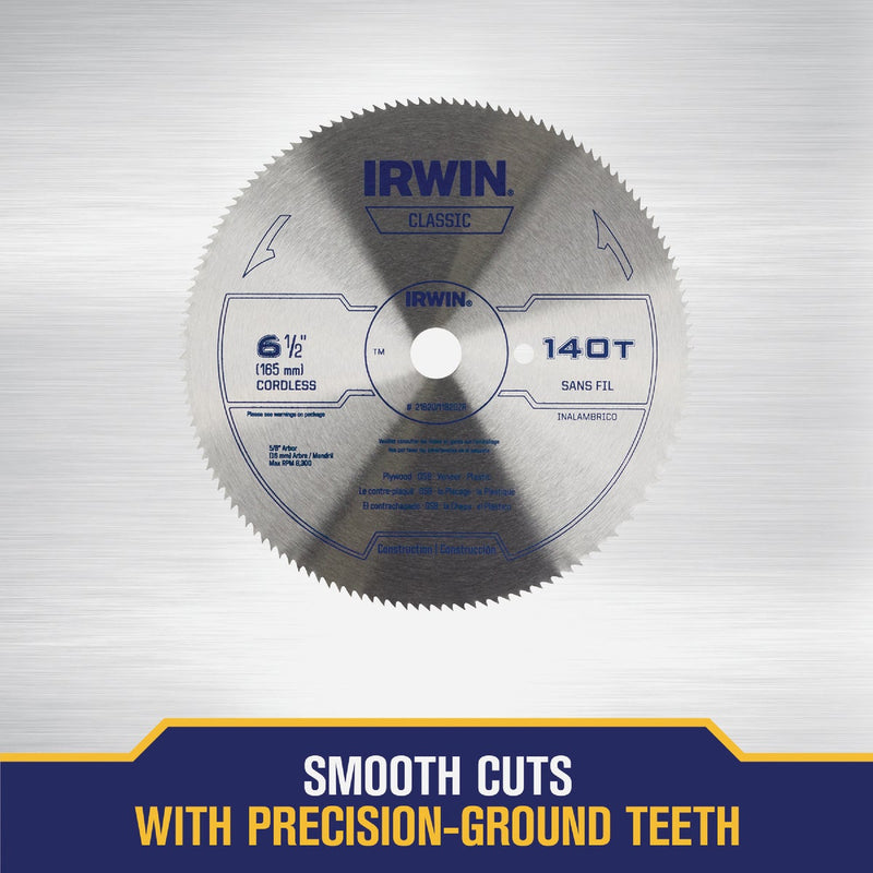 Irwin Steel 6-1/2 In. 140-Tooth Ripping/Crosscutting Circular Saw Blade