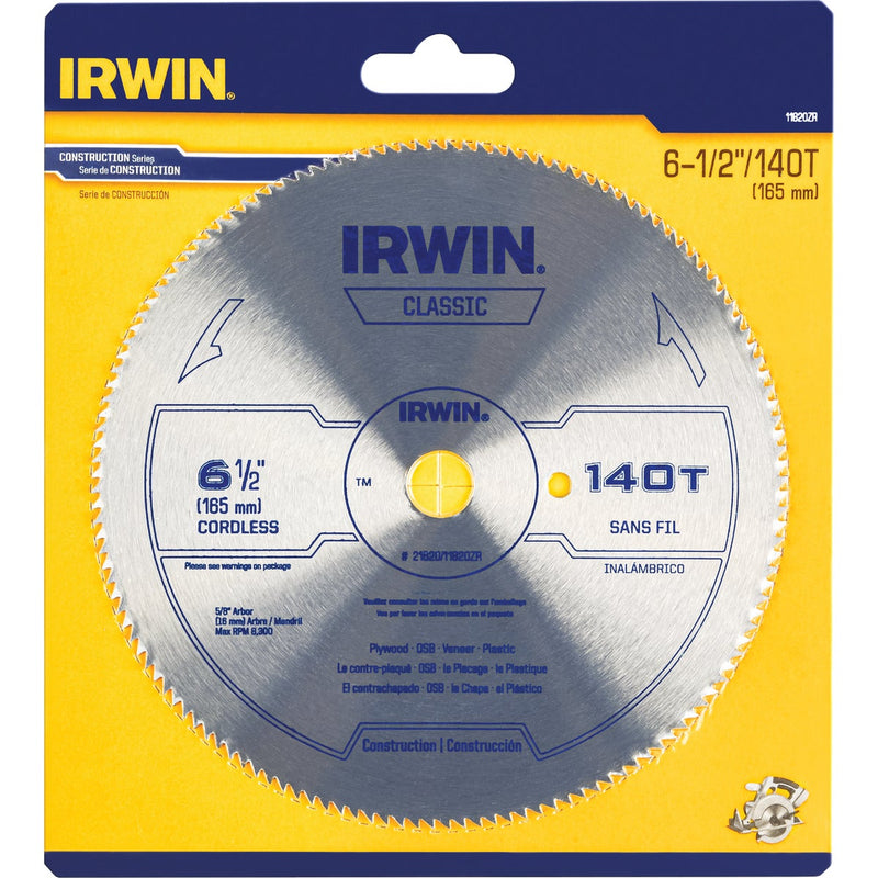 Irwin Steel 6-1/2 In. 140-Tooth Ripping/Crosscutting Circular Saw Blade