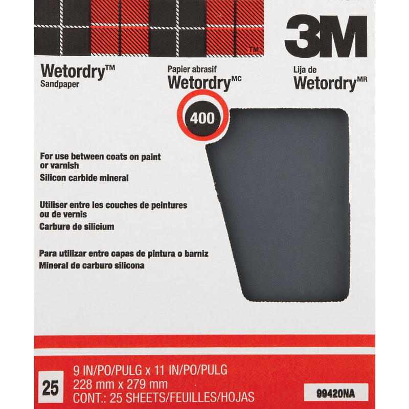 3M Wetordry Pro-Pak 9 In. x 11 In. Super Fine Between Finish Coats Sanding Sheets, 400 Grit (25-Pack)