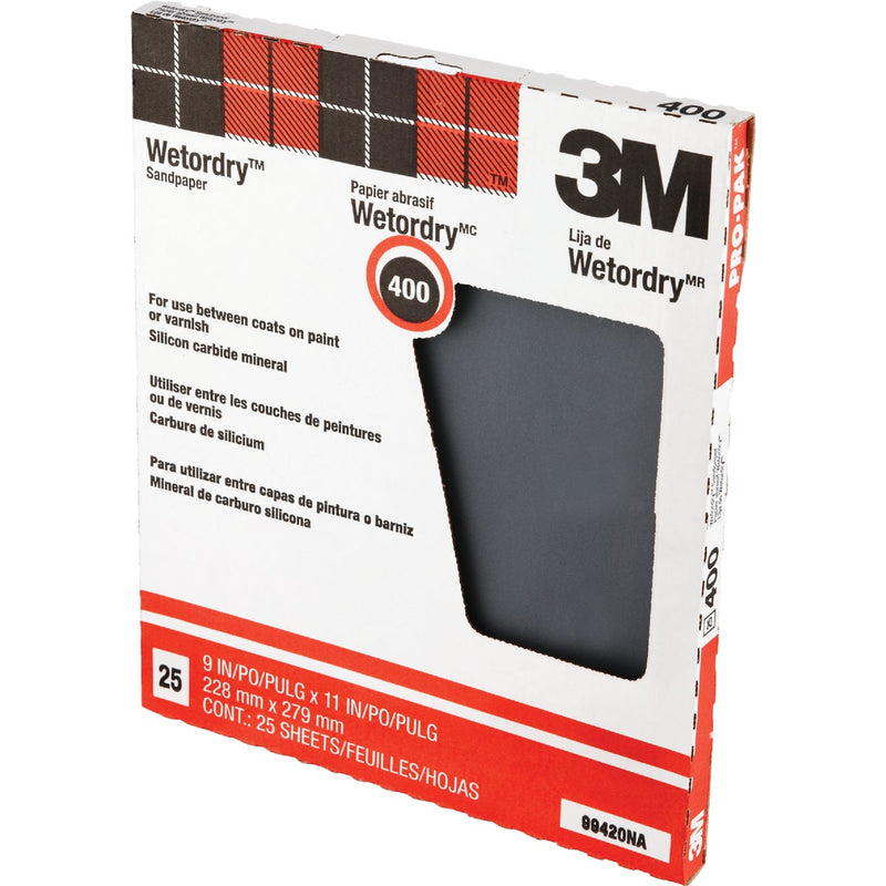 3M Wetordry Pro-Pak 9 In. x 11 In. Super Fine Between Finish Coats Sanding Sheets, 400 Grit (25-Pack)