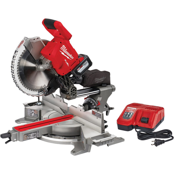 Milwaukee M18 FUEL 12 In. Brushless Dual Bevel Sliding Compound Cordless Miter Saw Kit with 12.0 Ah Battery & Charger