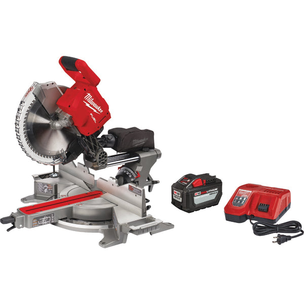 Milwaukee M18 FUEL 12 In. Brushless Dual Bevel Sliding Compound Cordless Miter Saw Kit with 12.0 Ah Battery & Charger