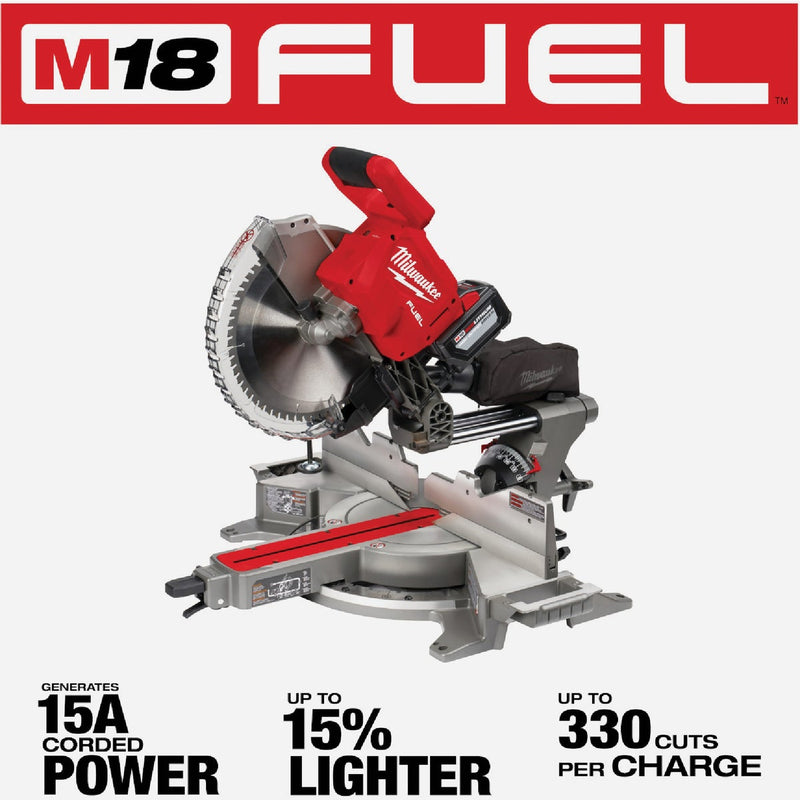 Milwaukee M18 FUEL 12 In. Brushless Dual Bevel Sliding Compound Cordless Miter Saw Kit with 12.0 Ah Battery & Charger