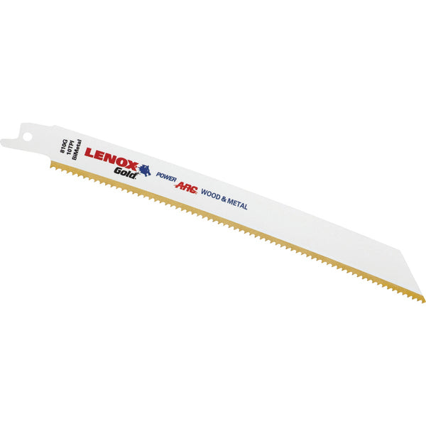 Lenox Gold 8 In. 10 TPI Wood/Metal Power Arc Curved Reciprocating Saw Blade (5-Pack)
