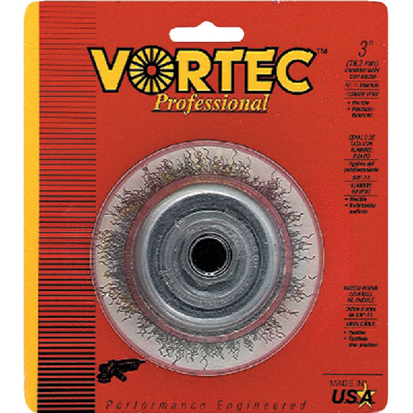 Weiler Vortec 3 In. Crimped 0.014 In. Angle Grinder Wire Brush