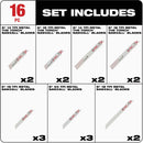 Milwaukee SAWZALL 16-Piece Multi-Material Reciprocating Saw Blade Set