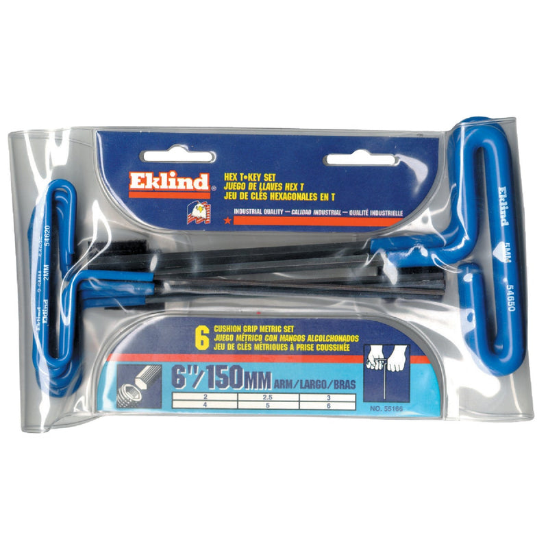 Eklind Metric 6 In. Arm Cushion Grip T-Handle Hex Key Set, 6-Piece