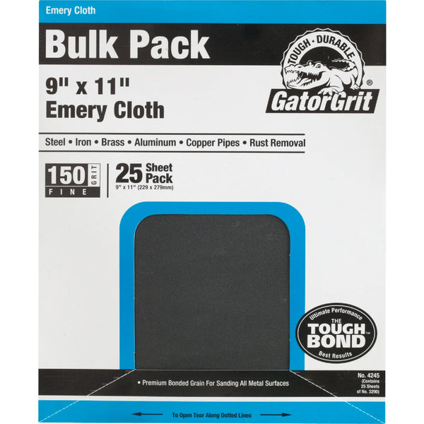 Gator 9 In. W x 11 In. L 150 Grit Emery Cloth (25-pack)