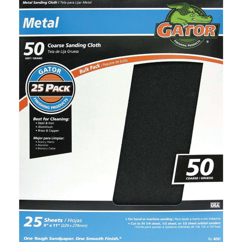 Gator 9 In. W x 11 In. L 50 Grit Emery Cloth (25-pack)